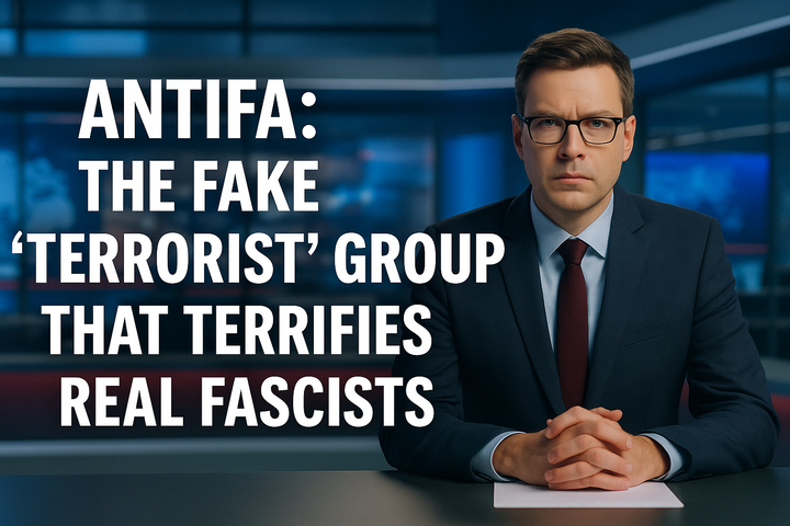 News-style image showing protesters with anti-fascist signs near the U.S. Capitol, illustrating the debate over Antifa as a so-called “terrorist” group versus the reality of its mission.