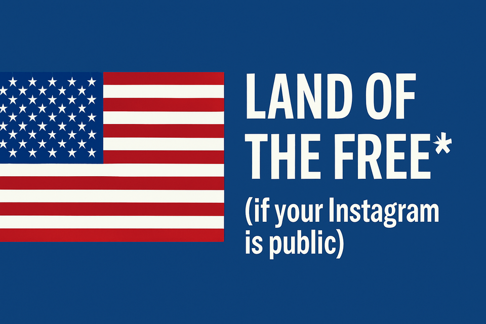 LAND OF THE FREE* (*if your Instagram is public) with an American flag