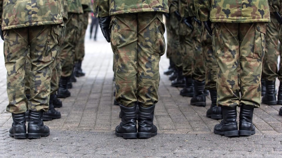 Military troops in camouflage uniforms standing in formation during Trump’s deployment of the National Guard to Los Angeles protests.