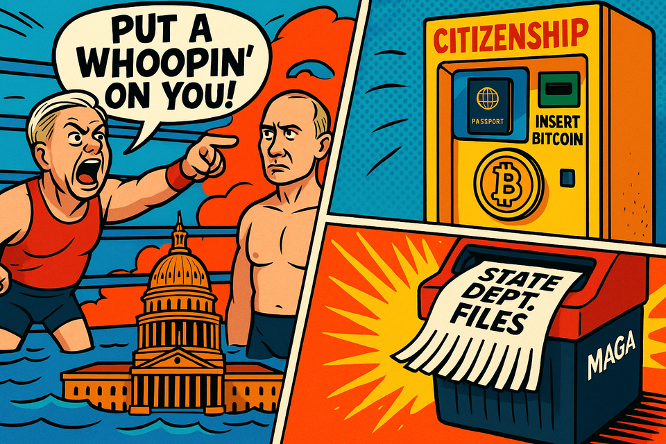 Satirical cartoon of top political stories from July 2025
